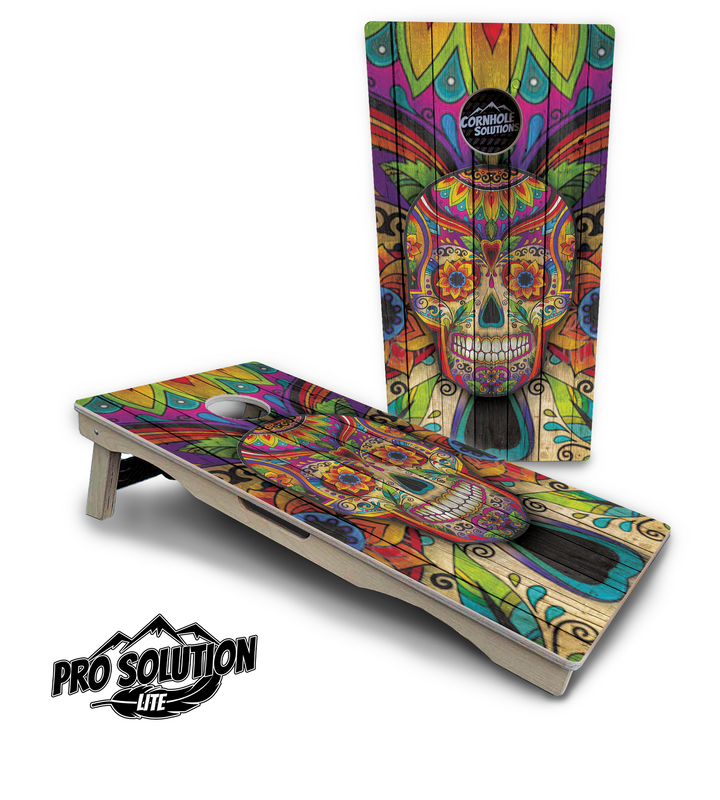 Sugar Skull Cornhole Boards - Pro Solution Lite Series - Colorful