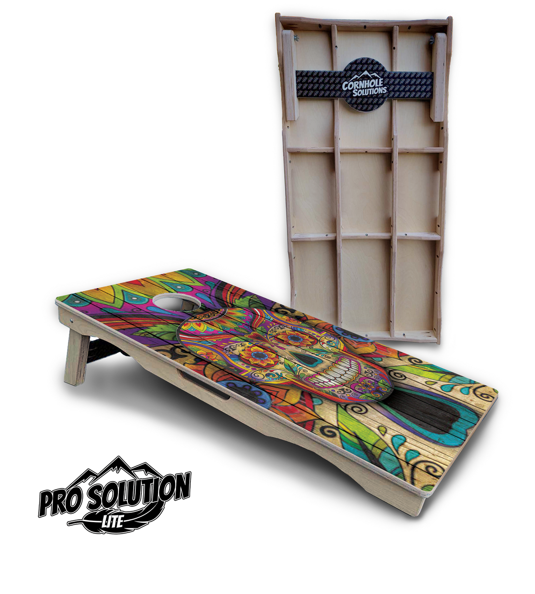 Sugar Skull Cornhole Boards - Pro Solution Lite Series - Colorful