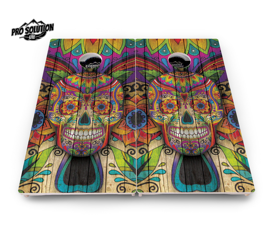 Sugar Skull Cornhole Boards - Pro Solution Lite Series - Colorful