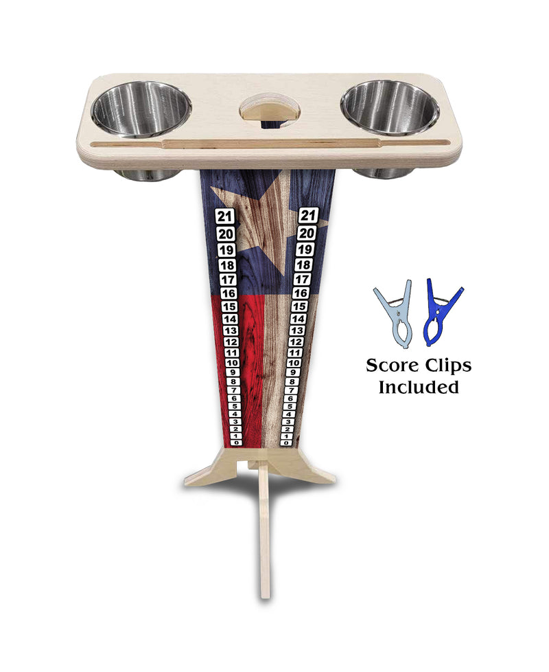 Scoring Solution - Texas Flag Design (2 Stainless Steel Cups & 2 Clips Included per Stand) 18mm(3/4″) Baltic Birch!