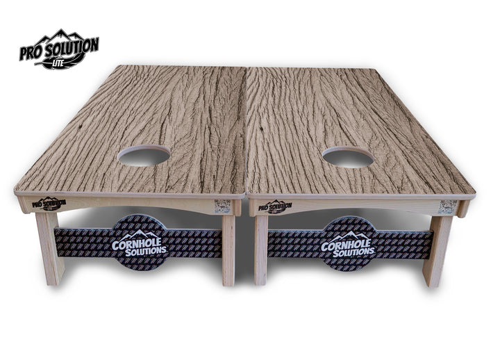 Tan Grey Wood Cornhole Boards - Pro Solution Lite Series