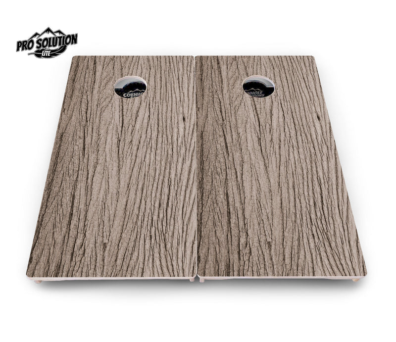 Pro Solution Elite - Tan Grey Wood - Professional Tournament Cornhole Boards 3/4" Baltic Birch - Zero Bounce Zero Movement Vertical Interlocking Braces for Extra Weight & Stability +Double Thick Legs +Airmail Blocker