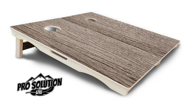 Pro Solution Elite - Tan Grey Wood - Professional Tournament Cornhole Boards 3/4" Baltic Birch - Zero Bounce Zero Movement Vertical Interlocking Braces for Extra Weight & Stability +Double Thick Legs +Airmail Blocker