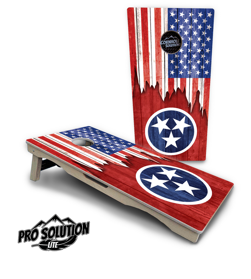 Pro Solution Lite - State Flag Designs South Dakota to Wyoming - Professional Tournament Cornhole Boards 3/4" Baltic Birch - Zero Bounce Zero Movement Vertical Interlocking Braces for Extra Weight & Stability +Double Thick Legs +Airmail Blocker