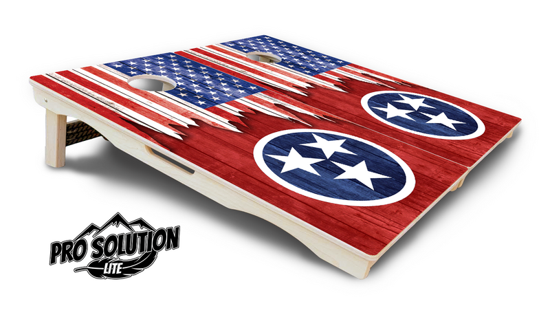 Pro Solution Lite - State Flag Designs South Dakota to Wyoming - Professional Tournament Cornhole Boards 3/4" Baltic Birch - Zero Bounce Zero Movement Vertical Interlocking Braces for Extra Weight & Stability +Double Thick Legs +Airmail Blocker