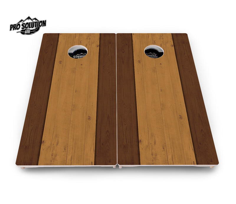 Pro Solution Lite - Brown Two Tone Planks - Professional Tournament Cornhole Boards 3/4" Baltic Birch - Zero Bounce Zero Movement Vertical Interlocking Braces for Extra Weight & Stability +Double Thick Legs +Airmail Blocker