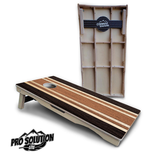 Pro Solution Lite - Three Tone Wood - Professional Tournament Cornhole Boards 3/4" Baltic Birch - Zero Bounce Zero Movement Vertical Interlocking Braces for Extra Weight & Stability +Double Thick Legs +Airmail Blocker