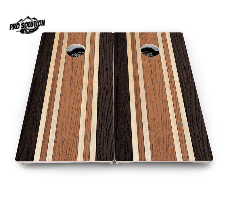 Pro Solution Elite - Three Tone Wood - Professional Tournament Cornhole Boards 3/4" Baltic Birch - Zero Bounce Zero Movement Vertical Interlocking Braces for Extra Weight & Stability +Double Thick Legs +Airmail Blocker