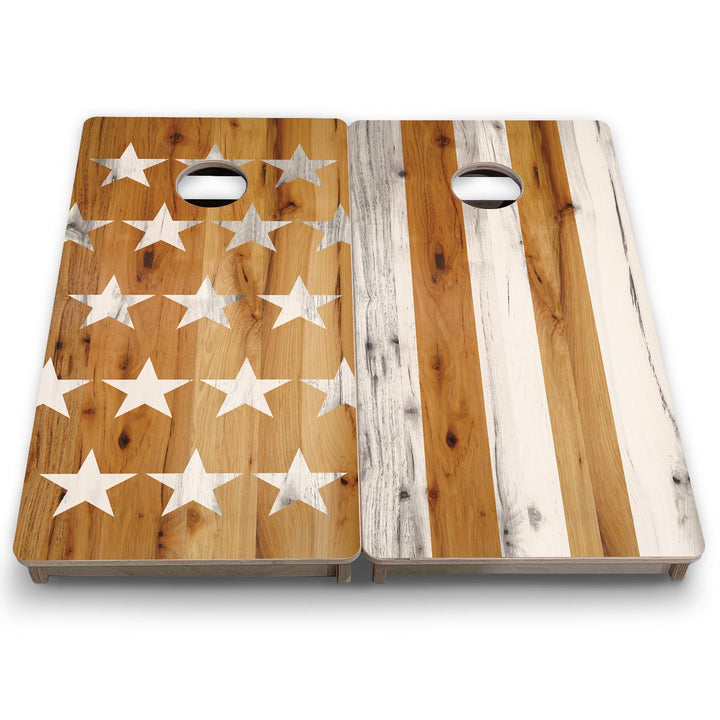 Large Natural Stars & Stripes - Mini or Vacation Size Cornhole Boards