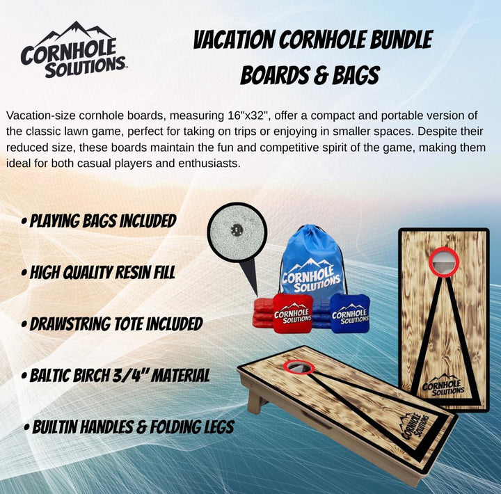 Bowling NO LOGO - Vacation Cornhole Board Set (16" x 32") with 8 Mini Bags