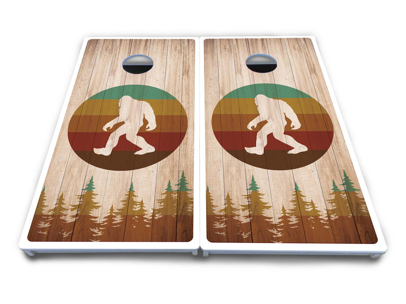 Waterproof - Bigfoot Circle Design - All Weather Boards "Outdoor Solution" 18mm(3/4")Direct UV Printed - Regulation 2' by 4' Cornhole Boards (Set of 2 Boards) Double Thick Legs, with Leg Brace & Dual Support Braces!