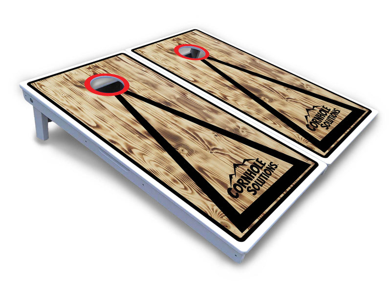 Waterproof - Burnt Triangle Design Options - All Weather Boards "Outdoor Solution" 18mm(3/4")Direct UV Printed - Regulation 2' by 4' Cornhole Boards (Set of 2 Boards) Double Thick Legs, with Leg Brace & Dual Support Braces!