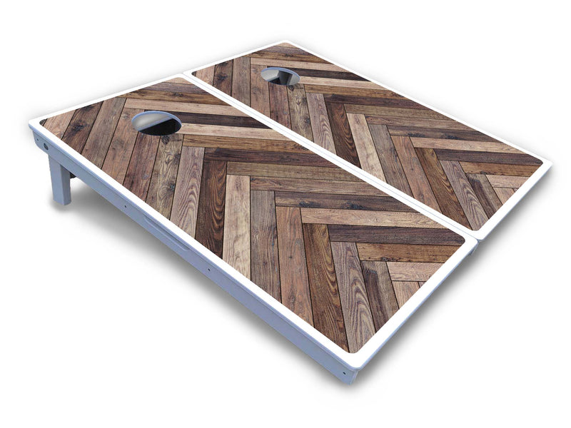 Waterproof - Herringbone Design Options - All Weather Boards "Outdoor Solution" 18mm(3/4")Direct UV Printed - Regulation 2' by 4' Cornhole Boards (Set of 2 Boards) Double Thick Legs, with Leg Brace & Dual Support Braces!