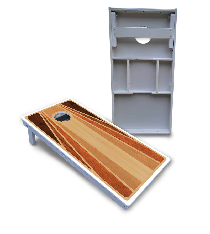Waterproof - Retro Wood Design - All Weather Boards "Outdoor Solution" 18mm(3/4")Direct UV Printed - Regulation 2' by 4' Cornhole Boards (Set of 2 Boards) Double Thick Legs, with Leg Brace & Dual Support Braces!
