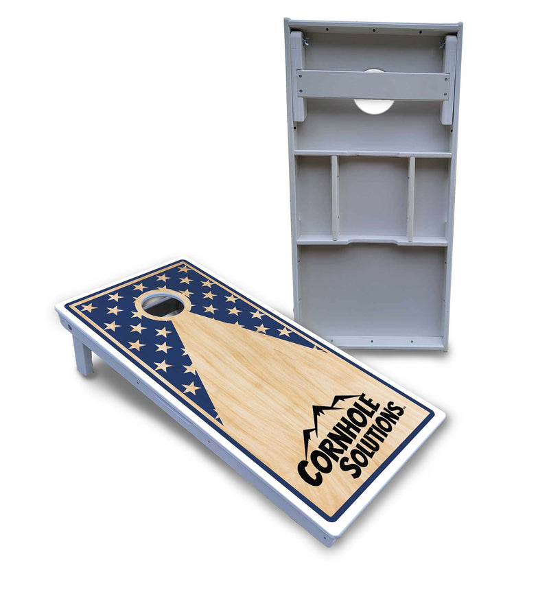 Waterproof - Stars & Stripes Design Options - All Weather Boards "Outdoor Solution" 18mm(3/4")Direct UV Printed - Regulation 2' by 4' Cornhole Boards (Set of 2 Boards) Double Thick Legs, with Leg Brace & Dual Support Braces!