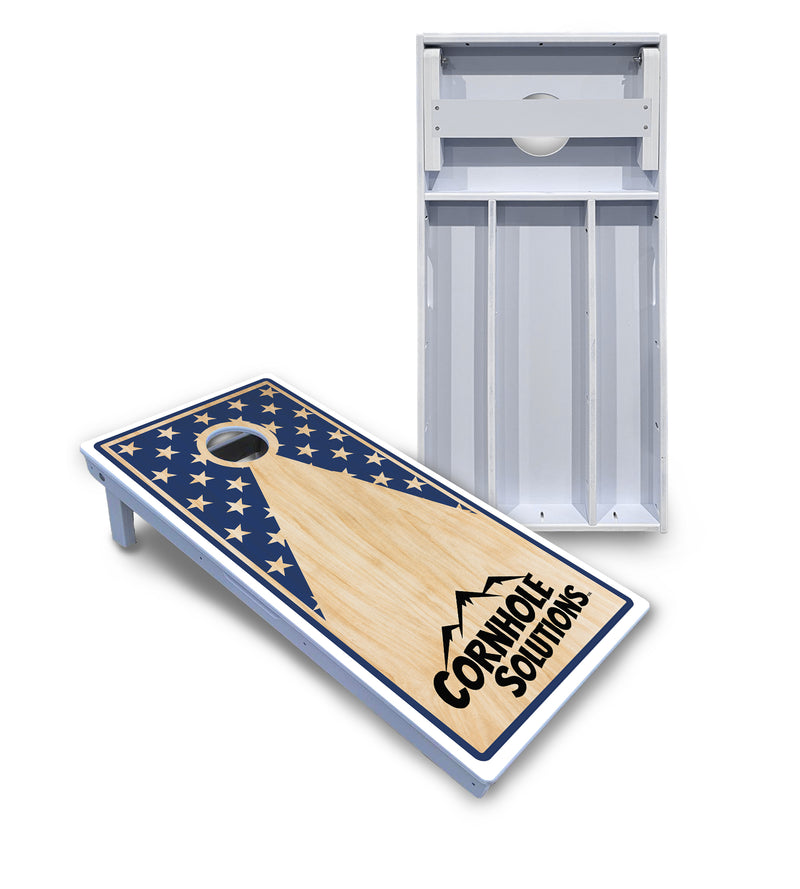 Waterproof - Stars & Stripes Design Options - All Weather Boards "Outdoor Solution" 18mm(3/4")Direct UV Printed - Regulation 2' by 4' Cornhole Boards (Set of 2 Boards) Double Thick Legs, with Leg Brace & Dual Support Braces!