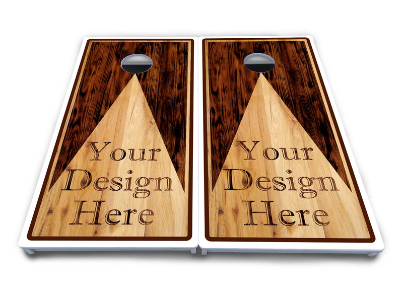 Waterproof - Wooden Triangle Custom Logo - All Weather Boards "Outdoor Solution" 18mm(3/4") Direct UV Printed - Regulation 2' by 4' Cornhole Boards (Set of 2 Boards) Double Thick Legs, with Leg Brace & Dual Support Braces!