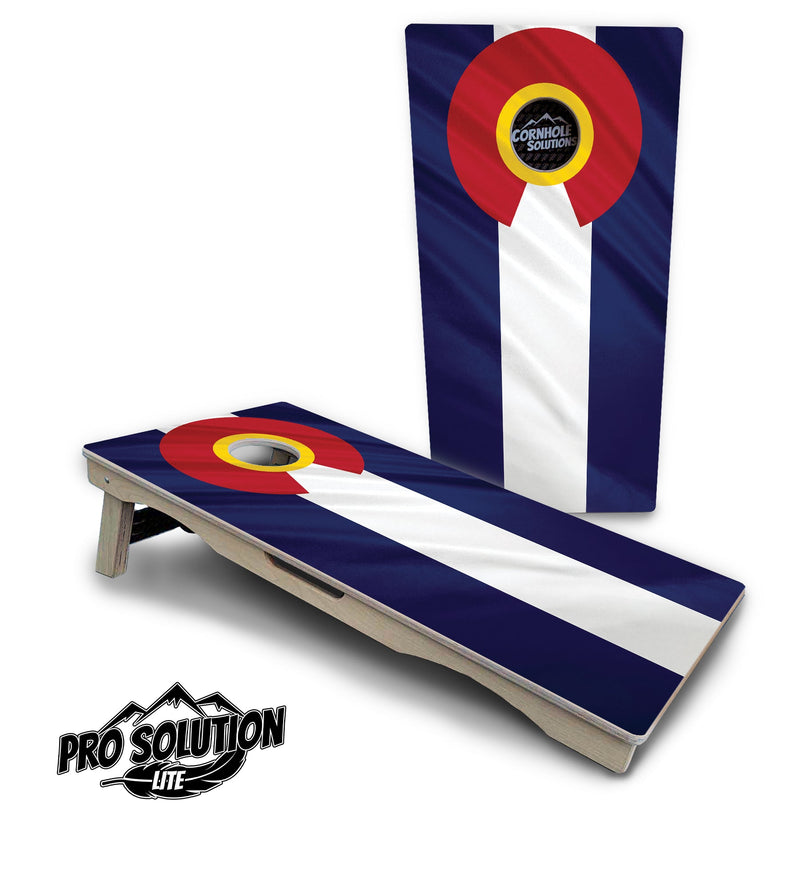 Pro Solution Elite - Wavy Colorado Flag - Professional Tournament Cornhole Boards 3/4" Baltic Birch - Zero Bounce Zero Movement Vertical Interlocking Braces for Extra Weight & Stability +Double Thick Legs +Airmail Blocker