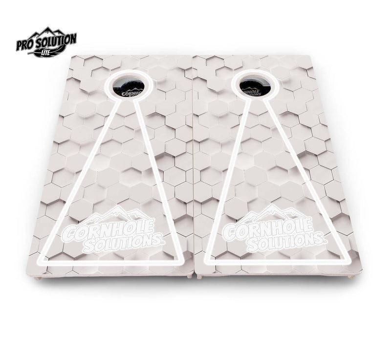 Pro Solution Elite - Glow Hole White Color Options - Professional Tournament Cornhole Boards 3/4" Baltic Birch - Zero Bounce Zero Movement Vertical Interlocking Braces for Extra Weight & Stability +Double Thick Legs +Airmail Blocker