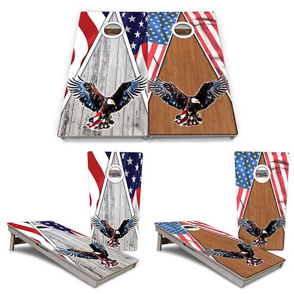 Tournament Boards - Eagle Flag Design Options - Professional Tournament 2'x4' Regulation Cornhole Set - 3/4″ Baltic Birch + UV Direct Print + UV Clear Coat