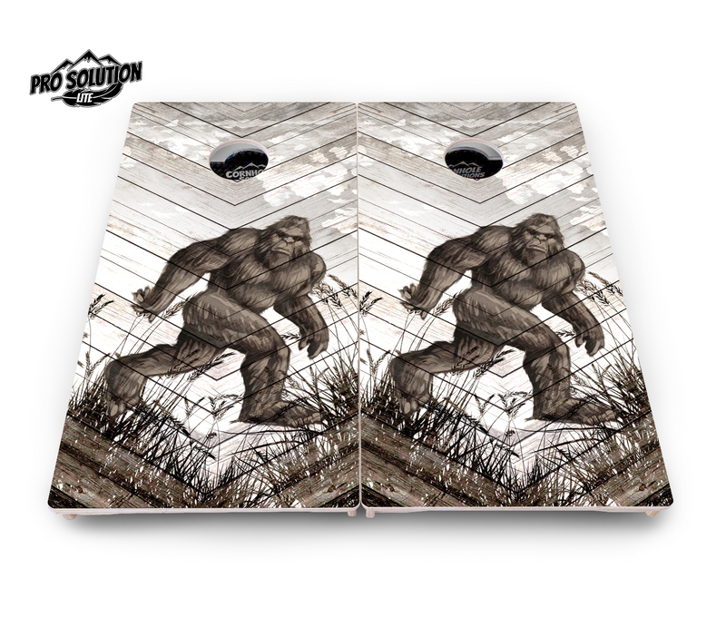 Pro Solution Lite - Bigfoot Whitewash - Professional Tournament Cornhole Boards 3/4" Baltic Birch - Zero Bounce Zero Movement Vertical Interlocking Braces for Extra Weight & Stability +Double Thick Legs +Airmail Blocker