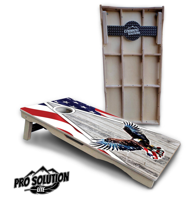 Pro Solution Elite - Eagle Triangle Design Options - Professional Tournament Cornhole Boards 3/4" Baltic Birch - Zero Bounce Zero Movement Vertical Interlocking Braces for Extra Weight & Stability +Double Thick Legs +Airmail Blocker