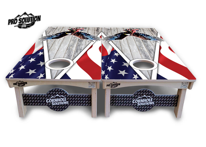 Eagle Triangle Whitewash Cornhole Boards - Pro Solution Lite Series