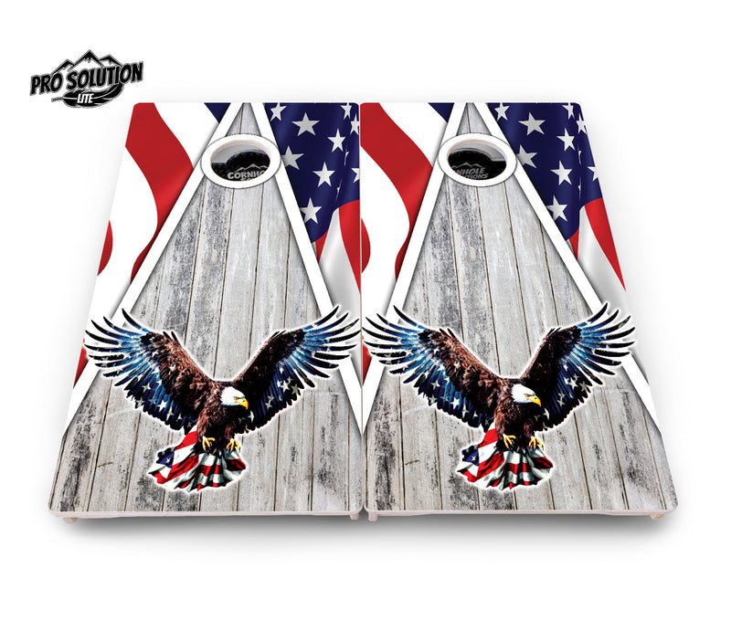 Pro Solution Elite - Eagle Triangle Design Options - Professional Tournament Cornhole Boards 3/4" Baltic Birch - Zero Bounce Zero Movement Vertical Interlocking Braces for Extra Weight & Stability +Double Thick Legs +Airmail Blocker