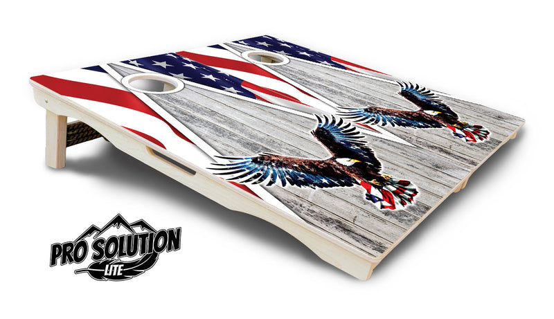 Pro Solution Elite - Eagle Triangle Design Options - Professional Tournament Cornhole Boards 3/4" Baltic Birch - Zero Bounce Zero Movement Vertical Interlocking Braces for Extra Weight & Stability +Double Thick Legs +Airmail Blocker