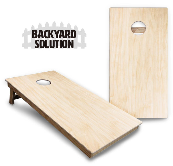 Backyard Solution Boards - Plain w/UV Clear Coat - Regulation 2'x4' Boards - 15mm Baltic Birch Tops - Solid Wood Frames + Folding Legs w/Brace + (1) Support Brace + UV Clear Coat