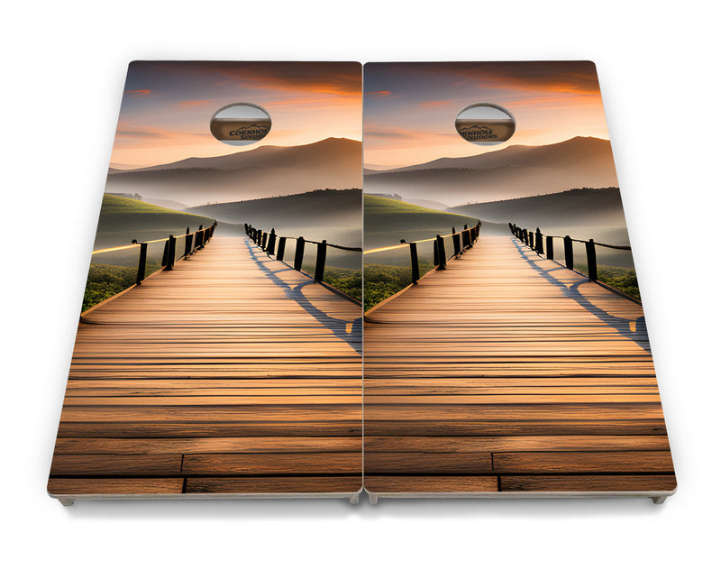 Tournament Boards - Wooden Bridge Design - Professional Tournament 2'x4' Regulation Cornhole Set - 3/4″ Baltic Birch - UV Direct Print + UV Clear Coat