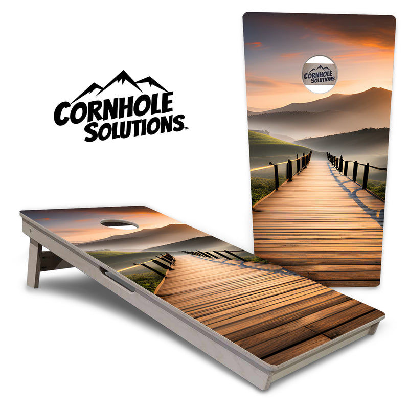 Tournament Boards - Wooden Bridge Design - Professional Tournament 2'x4' Regulation Cornhole Set - 3/4″ Baltic Birch - UV Direct Print + UV Clear Coat