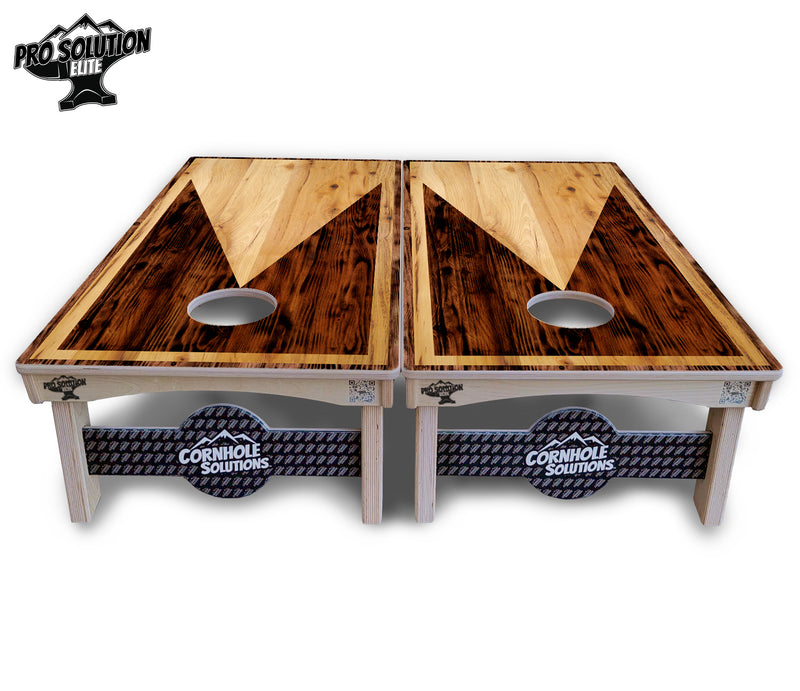 Pro Solution Elite - Wooden Triangle Design Options - Professional Tournament Cornhole Boards 3/4" Baltic Birch - Zero Bounce Zero Movement Vertical Interlocking Braces for Extra Weight & Stability +Double Thick Legs +Airmail Blocker