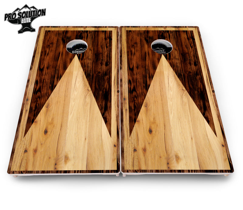 Pro Solution Elite - Wooden Triangle Design Options - Professional Tournament Cornhole Boards 3/4" Baltic Birch - Zero Bounce Zero Movement Vertical Interlocking Braces for Extra Weight & Stability +Double Thick Legs +Airmail Blocker