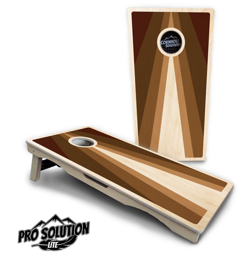 Pro Solution Elite - Retro Wood Triangle - Professional Tournament Cornhole Boards 3/4" Baltic Birch - Zero Bounce Zero Movement Vertical Interlocking Braces for Extra Weight & Stability +Double Thick Legs +Airmail Blocker