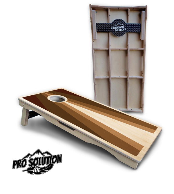 Pro Solution Elite - Retro Wood Triangle - Professional Tournament Cornhole Boards 3/4" Baltic Birch - Zero Bounce Zero Movement Vertical Interlocking Braces for Extra Weight & Stability +Double Thick Legs +Airmail Blocker