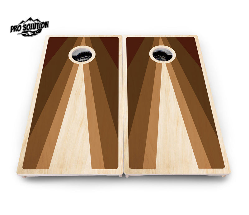 Pro Solution Elite - Retro Wood Triangle - Professional Tournament Cornhole Boards 3/4" Baltic Birch - Zero Bounce Zero Movement Vertical Interlocking Braces for Extra Weight & Stability +Double Thick Legs +Airmail Blocker