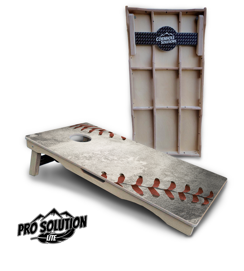 Pro Solution Lite - Worn Baseball Design Options - Professional Tournament Cornhole Boards 3/4" Baltic Birch - Zero Bounce Zero Movement Vertical Interlocking Braces for Extra Weight & Stability +Double Thick Legs +Airmail Blocker