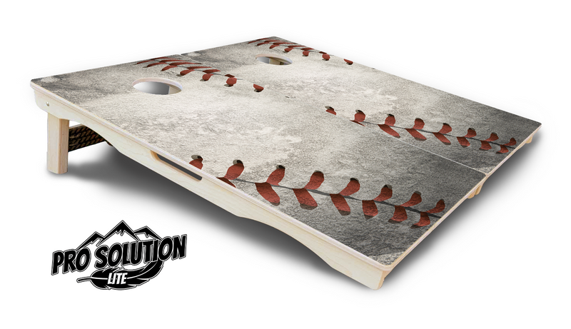 Pro Solution Lite - Worn Baseball Design Options - Professional Tournament Cornhole Boards 3/4" Baltic Birch - Zero Bounce Zero Movement Vertical Interlocking Braces for Extra Weight & Stability +Double Thick Legs +Airmail Blocker