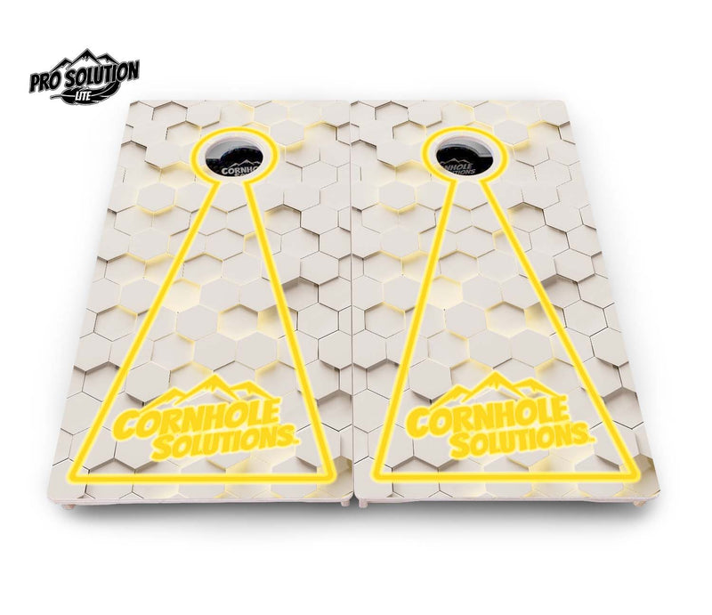 Pro Solution Elite - Glow Hole White Color Options - Professional Tournament Cornhole Boards 3/4" Baltic Birch - Zero Bounce Zero Movement Vertical Interlocking Braces for Extra Weight & Stability +Double Thick Legs +Airmail Blocker