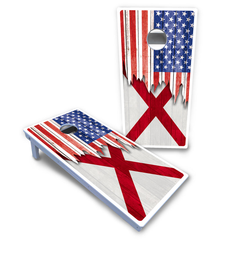 Waterproof - State Flag Designs Alabama to Georgia - All Weather Boards "Outdoor Solution" 18mm(3/4")Direct UV Printed - Regulation 2' by 4' Cornhole Boards (Set of 2 Boards) Double Thick Legs, with Leg Brace & Dual Support Braces!