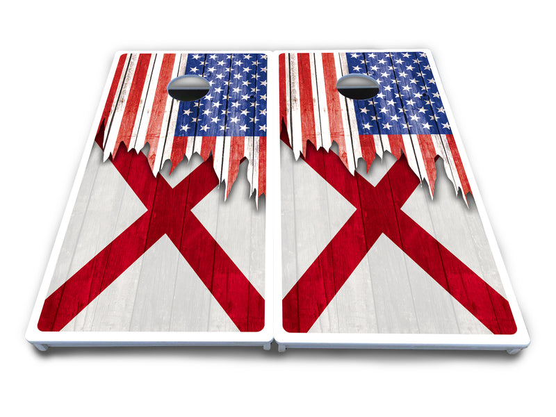 Waterproof - State Flag Designs Alabama to Georgia - All Weather Boards "Outdoor Solution" 18mm(3/4")Direct UV Printed - Regulation 2' by 4' Cornhole Boards (Set of 2 Boards) Double Thick Legs, with Leg Brace & Dual Support Braces!