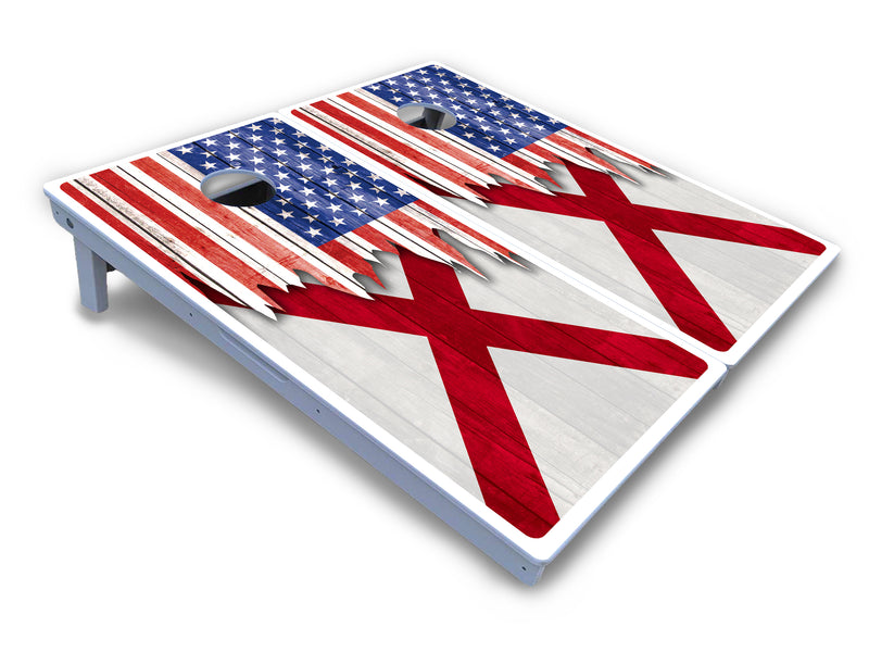 Waterproof - State Flag Designs Alabama to Georgia - All Weather Boards "Outdoor Solution" 18mm(3/4")Direct UV Printed - Regulation 2' by 4' Cornhole Boards (Set of 2 Boards) Double Thick Legs, with Leg Brace & Dual Support Braces!