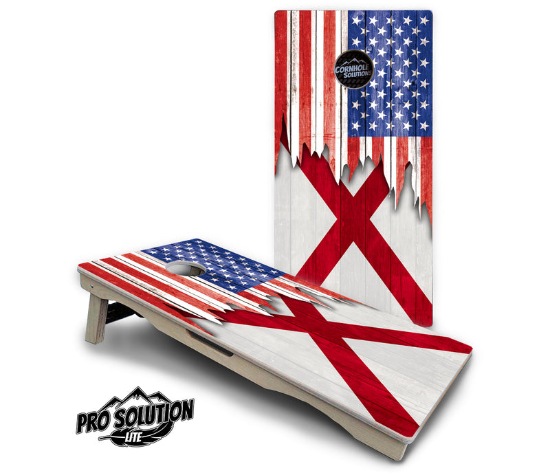 Pro Solution Lite - State Flag Designs Alabama to Georgia - Professional Tournament Cornhole Boards 3/4" Baltic Birch - Zero Bounce Zero Movement Vertical Interlocking Braces for Extra Weight & Stability +Double Thick Legs +Airmail Blocker