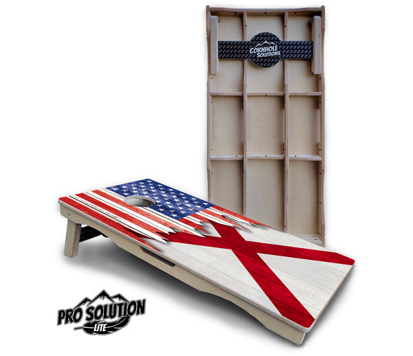 Pro Solution Lite - State Flag Designs Alabama to Georgia - Professional Tournament Cornhole Boards 3/4" Baltic Birch - Zero Bounce Zero Movement Vertical Interlocking Braces for Extra Weight & Stability +Double Thick Legs +Airmail Blocker