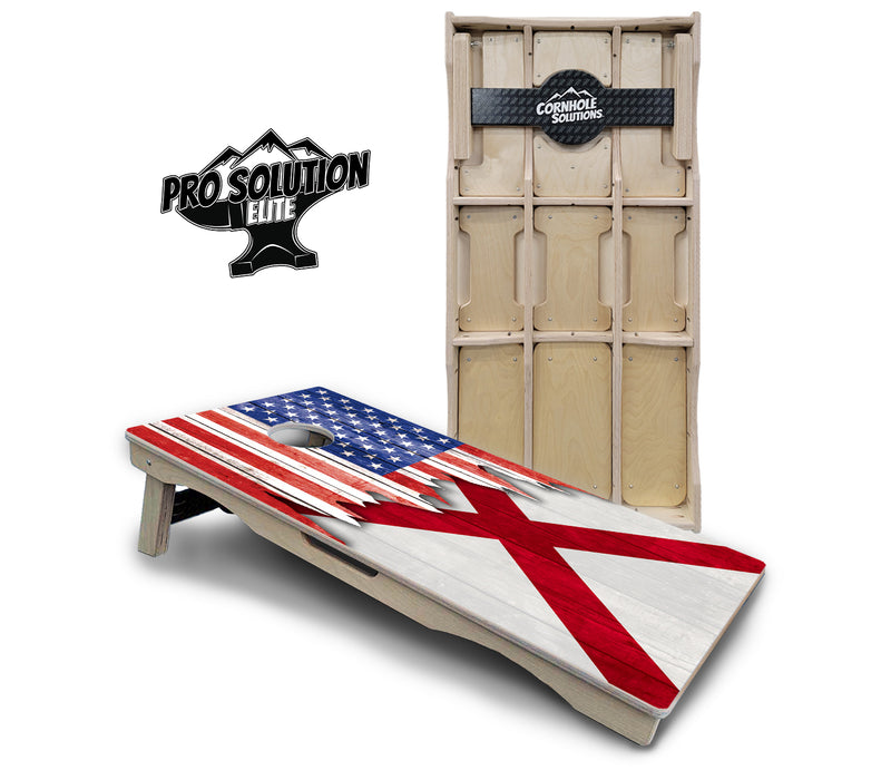 Pro Solution Elite - State Flag Designs Alabama to Georgia - Professional Tournament Cornhole Boards 3/4" Baltic Birch - Zero Bounce Zero Movement Vertical Interlocking Braces for Extra Weight & Stability +Double Thick Legs +Airmail Blocker