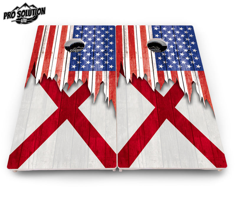 Pro Solution Lite - State Flag Designs Alabama to Georgia - Professional Tournament Cornhole Boards 3/4" Baltic Birch - Zero Bounce Zero Movement Vertical Interlocking Braces for Extra Weight & Stability +Double Thick Legs +Airmail Blocker