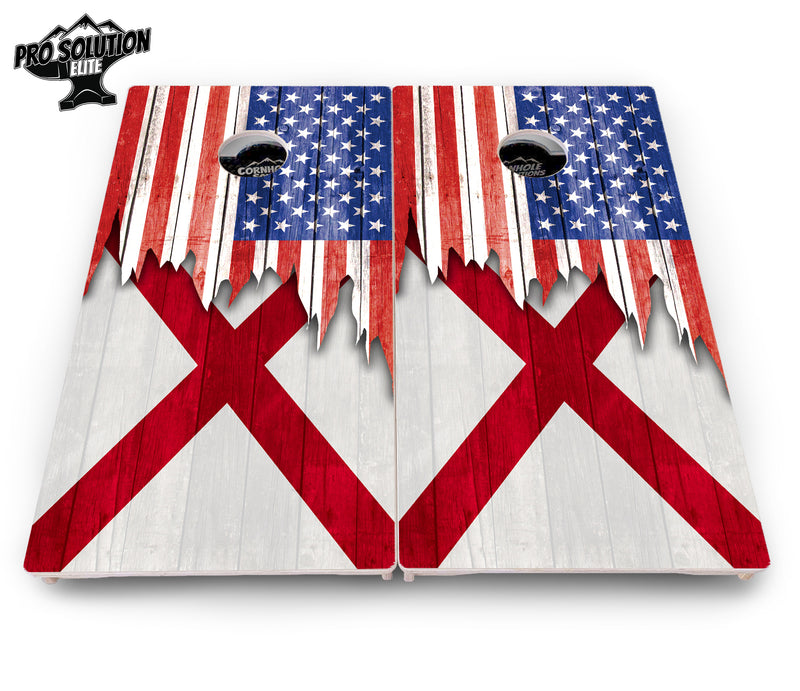 Pro Solution Elite - State Flag Designs Alabama to Georgia - Professional Tournament Cornhole Boards 3/4" Baltic Birch - Zero Bounce Zero Movement Vertical Interlocking Braces for Extra Weight & Stability +Double Thick Legs +Airmail Blocker