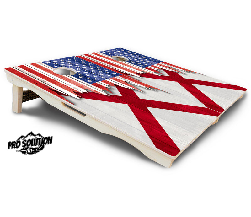 Pro Solution Lite - State Flag Designs Alabama to Georgia - Professional Tournament Cornhole Boards 3/4" Baltic Birch - Zero Bounce Zero Movement Vertical Interlocking Braces for Extra Weight & Stability +Double Thick Legs +Airmail Blocker