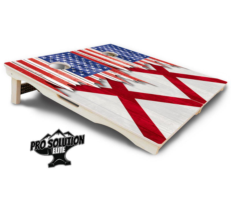 Pro Solution Elite - State Flag Designs Alabama to Georgia - Professional Tournament Cornhole Boards 3/4" Baltic Birch - Zero Bounce Zero Movement Vertical Interlocking Braces for Extra Weight & Stability +Double Thick Legs +Airmail Blocker